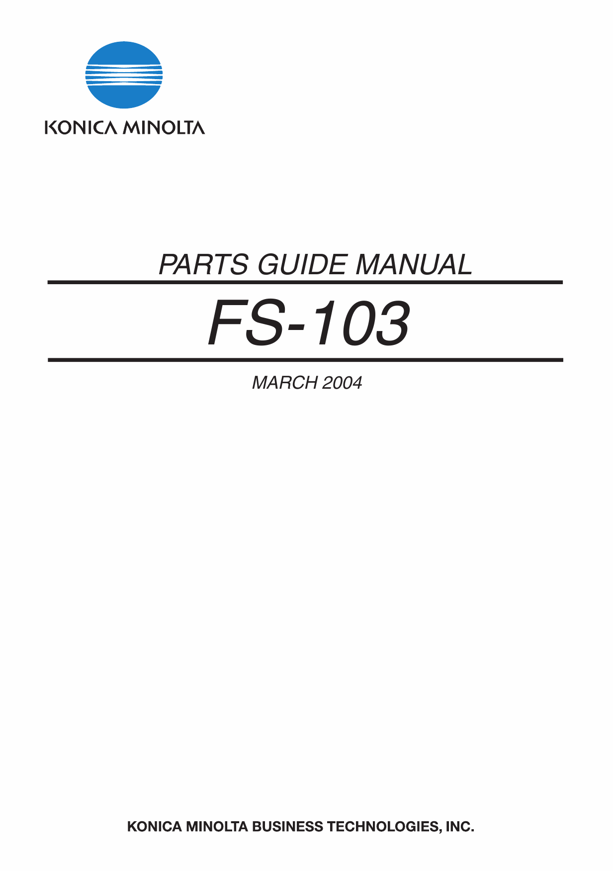 Konica-Minolta Options FS-103 Parts Manual-1